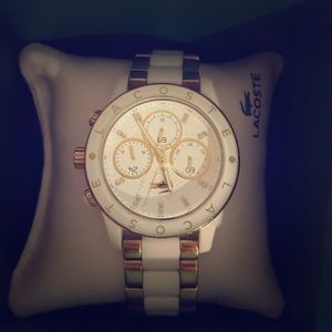 Beautiful! White Lacoste watch.